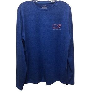 Vineyard Vines Performance Blue Wale Logo Long Sleeve Tee Shirt Men’s Size Small